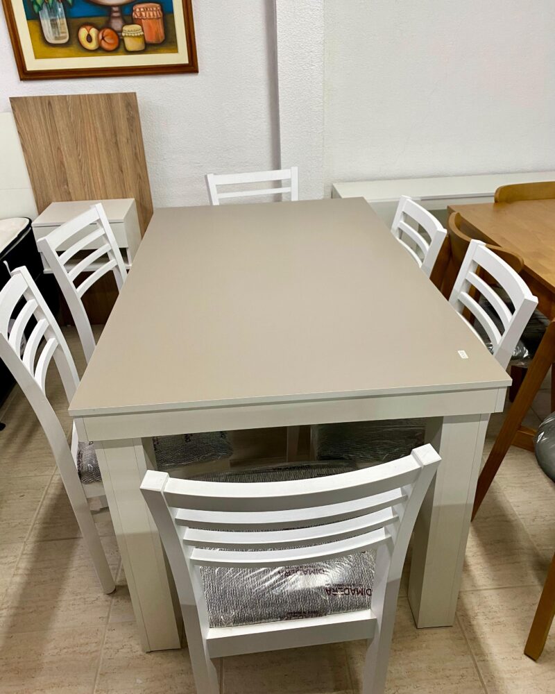 Juego de comedor 1,50m Blanco-Ceniza